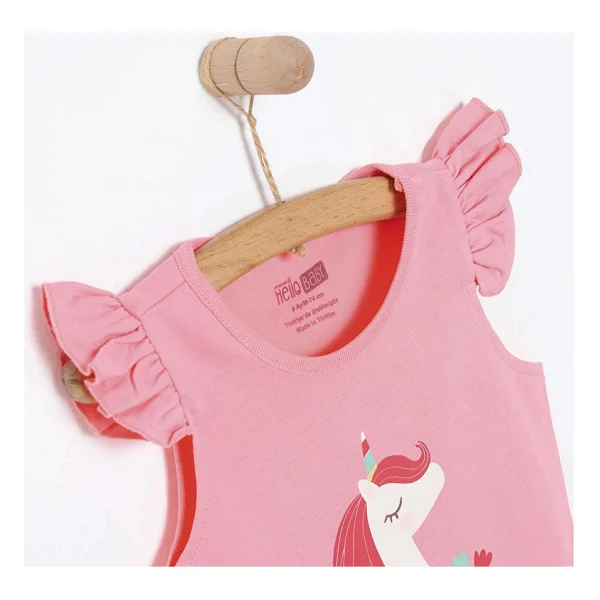 HelloBaby Kız Bebek Basic Tişört Bisiklet Yaka Atlet Kol Koyu Pembe 1,5 Yaş - Görsel 3