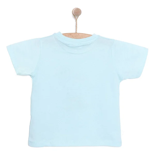 HelloBaby Erkek Bebek Basic Tişört Zürafa Desenli Bisiklet Yaka Kısa Kol Açık Mavi 9 Ay - Görsel 2
