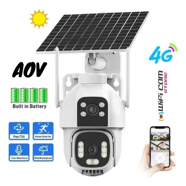 Aov Çift Kameralı 7/24 Kayıt E Sim Özellikli 4g Solar Kamera - Görsel 3