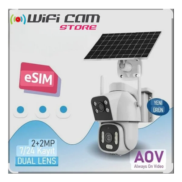 Aov Çift Kameralı 7/24 Kayıt E Sim Özellikli 4g Solar Kamera - Görsel 5
