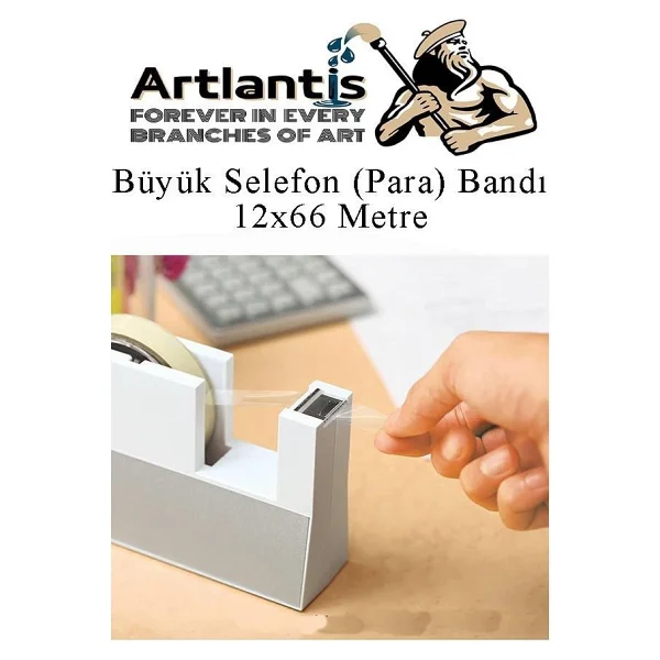 12x66 Metre Selefon Bant 1 Adet Büro Bandı Büyük Bant Makinelerine Uyumlu Kırtasiye Şeffaf Para Bandı - Görsel 3