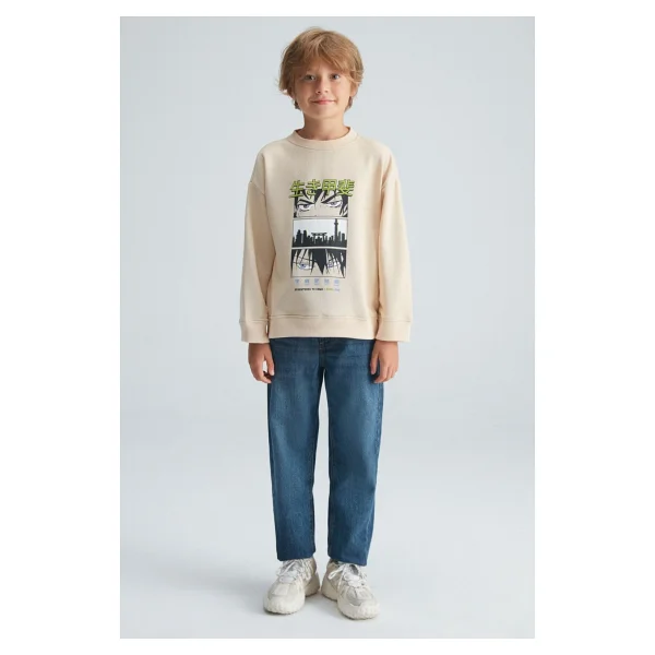 Grimelange Remco Krem Çocuk Sweatshirt - Görsel 4