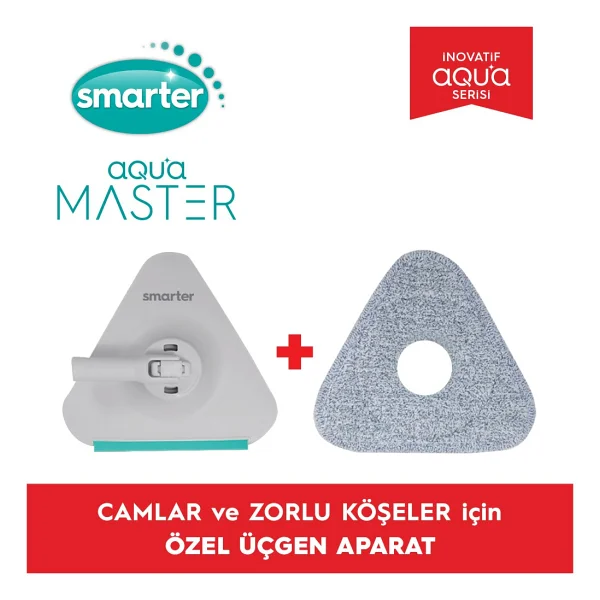 SMARTER Aqua Master Üçgen Aparat Mop Camlar Ve Zorlu Köşeler Için Temizlik Paspas - Görsel 5
