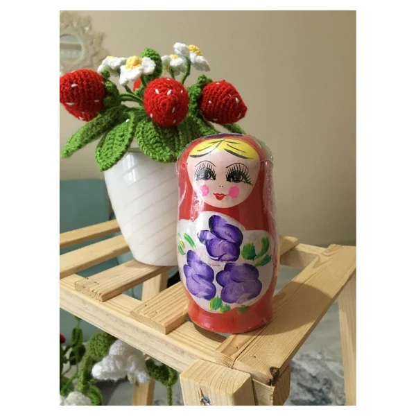 Dünyadan Hediyeler Ahşap Matruşka Bebek Beşli Set Kırmızı - Görsel 6