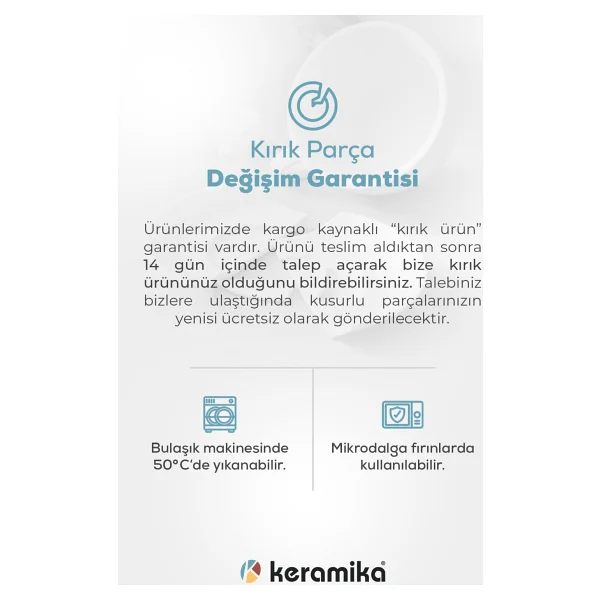 Keramika Sardes 22 cm 6'lı Seramik Pasta Tabağı - Görsel 5