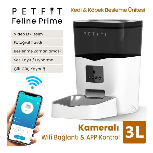 Petfit Feline Prime 3 lt Kameralı Akıllı Otomatik Mama Kabı - Görsel 9