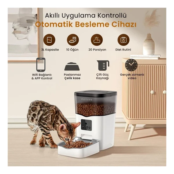 Petfit Feline Prime 3 lt Kameralı Akıllı Otomatik Mama Kabı - Görsel 2