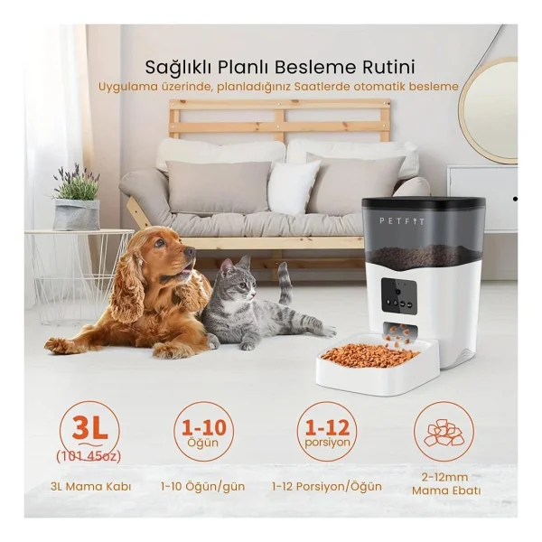 Petfit Feline Prime 3 lt Kameralı Akıllı Otomatik Mama Kabı - Görsel 3