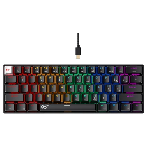 Havit Gamenote KB903L Mavi RGB %60 TKL Red Switch Kablolu Mekanik Oyuncu Klavyesi - Görsel 7