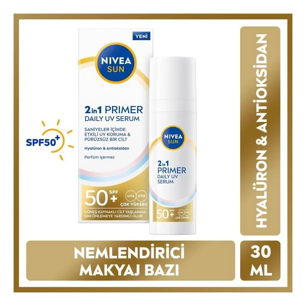 NIVEA SUN SPF50 Primer Nemlendirici Makyaj Bazı 30ml ve Böğürtlen Nemlendirici Dudak Kremi ve Parlatıcısı - Görsel 5