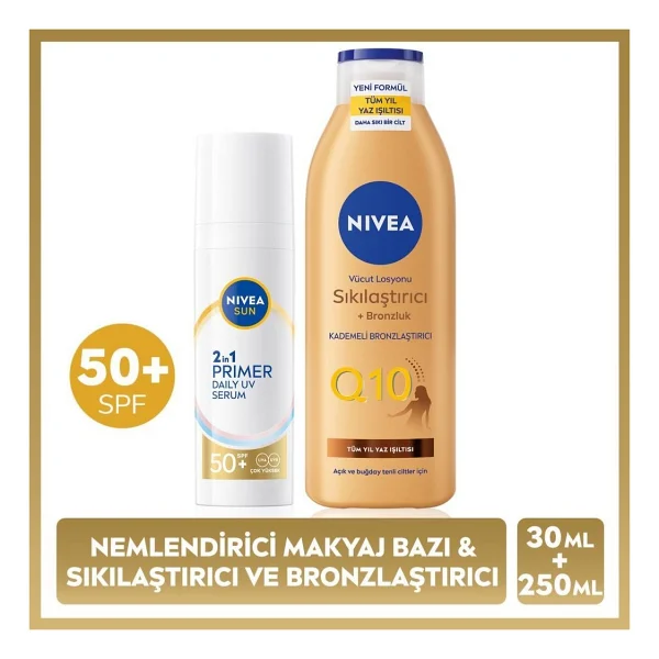 Nivea Sun SPF50 Güneş Koruyucu Nemlendirici Makyaj Bazı 30 ml Ve Bronzluk Vücut Losyonu 250 ml - Görsel 6