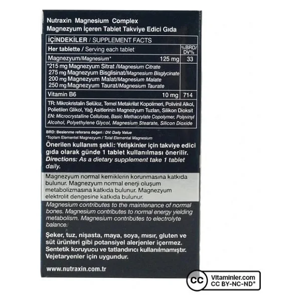 Nutraxin Magnesium Complex + Vitamin B6 60 Tablet 3'lü - Görsel 4