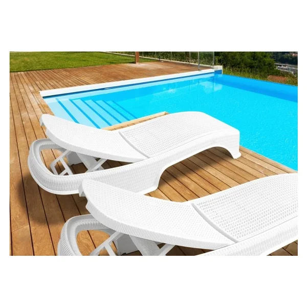 Omnipazar SY-2536 Beyaz Brezza Royal Rattan Lüks Şezlong 2'li Set - Görsel 4
