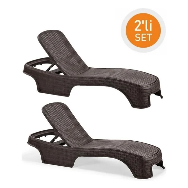 Omnipazar SY-2536 Kahverengi Brezza Royal Rattan Lüks Şezlong 2'li Set - Görsel 6