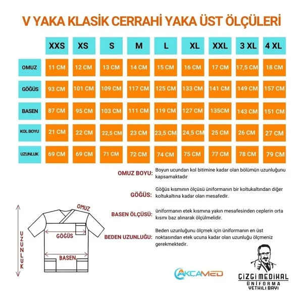 Çizgi Medikal Lacivert V Yaka Scrubs (Terikoton/ince Kumaş) T200 - XS - Görsel 3