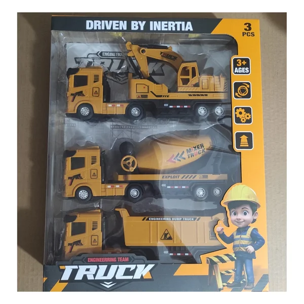 Berattoys 3lü Set Büyük Iş Makinaları Kırılmaz Iş Araçları 28 cm Sürtmeli Kamyon Kepçe Mikser - Görsel 2