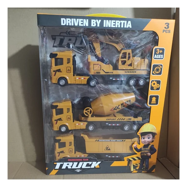 Berattoys 3lü Set Büyük Iş Makinaları Kırılmaz Iş Araçları 28 cm Sürtmeli Kamyon Kepçe Mikser - Görsel 5