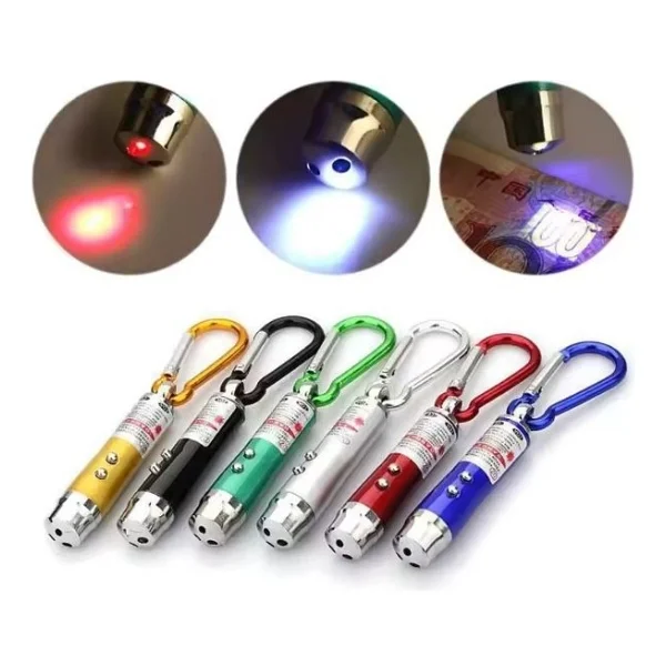 TAREZ 6 Adet Kırmızı Lazer 3in 1 Çok Fonksiyonlu Mini Lazer Fener, Kedi Lazer Oyuncağı - Görsel 4