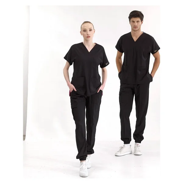 Çizgi Medikal Krem Jogger Scrubs Lüks Likralı Greys Takım - 2XS - Görsel 8