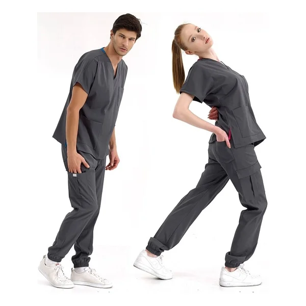 Füme Jogger Scrubs Lüks Likralı Greys Takım - Görsel 9