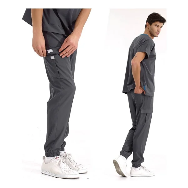 Füme Jogger Scrubs Lüks Likralı Greys Takım - Görsel 2