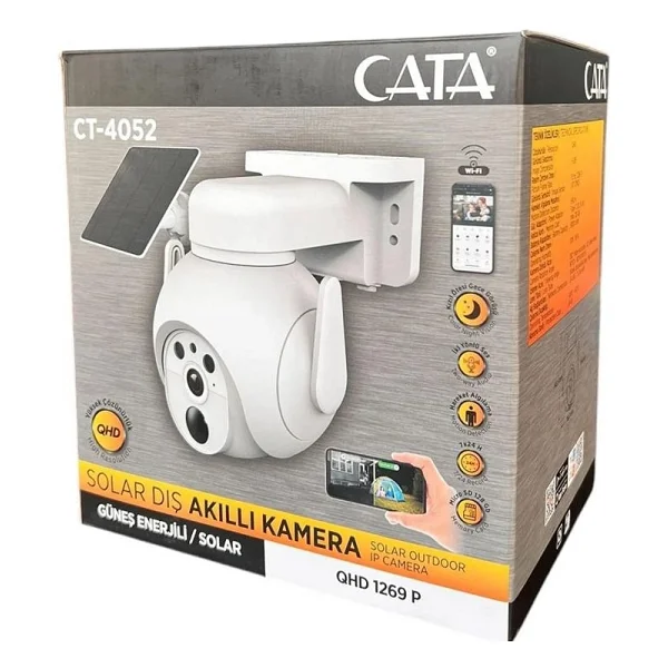Cata CT-4052 Full HD 3 MP Solar Güneş Enerjili Gece Görüşlü IP Wi-Fi Güvenlik Kamerası - Görsel 5