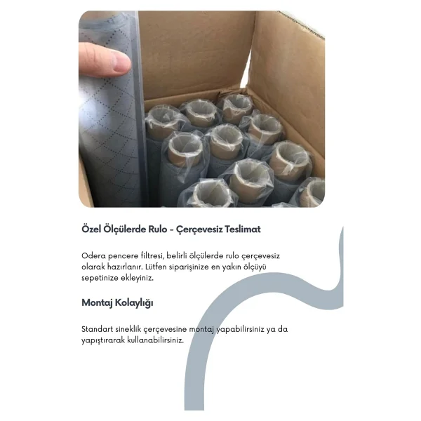 Yeni Nesil Sineklik Pencere Toz Polen Koku Filtresi Rulo Sineklik Respilon Odera Window Air Filter - 70 x 140 cm - Görsel 3
