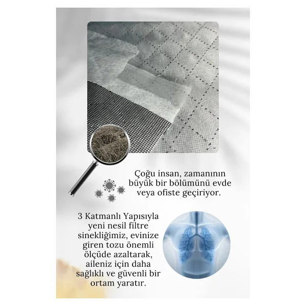Yeni Nesil Sineklik Pencere Toz Polen Koku Filtresi Rulo Sineklik Respilon Odera Window Air Filter - 70 x 140 cm - Görsel 8