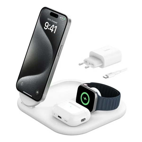 Belkin Qİ2 WIZ029VF Beyaz 3in1 Kablosuz Hızlı Şarj Aleti - Görsel 7