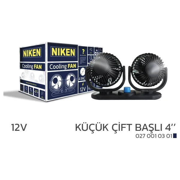 Araç Içi Vantilatör Küçük Çift Başlı 12v 4 İnç Üniversal Niken - Görsel 3
