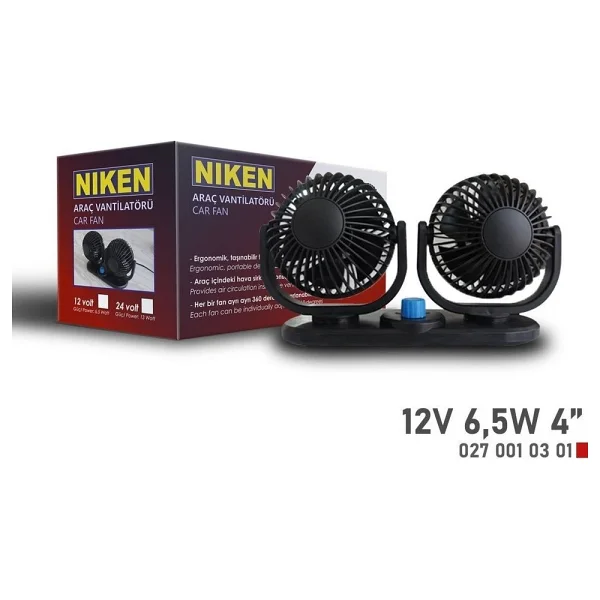 Araç Içi Vantilatör Küçük Çift Başlı 12v 4 İnç Üniversal Niken - Görsel 2