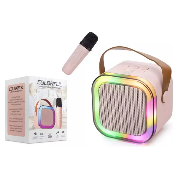 Subzero WR187 Rgb LED Işıklı Bluetooth Müzik Kutusu Mikrofonlu Karaoke Hoparlör - Beyaz - Görsel 2