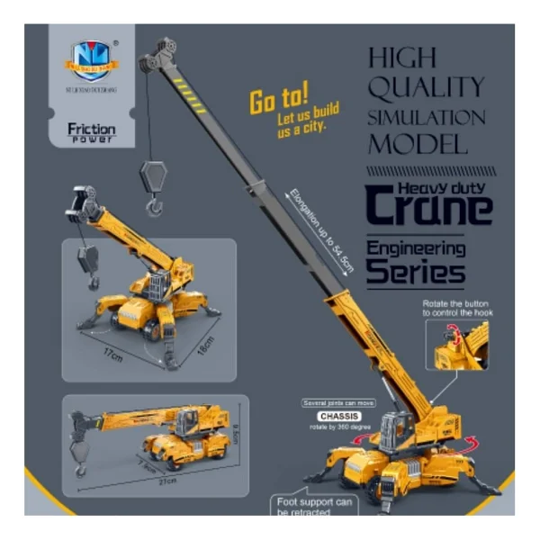 Berattoys Oyuncak Iş Makinaları Vinç Ful Fonksiyon Iş Araçları Kırılmaz Örümcek Vinç Inşaat Set - Görsel 3