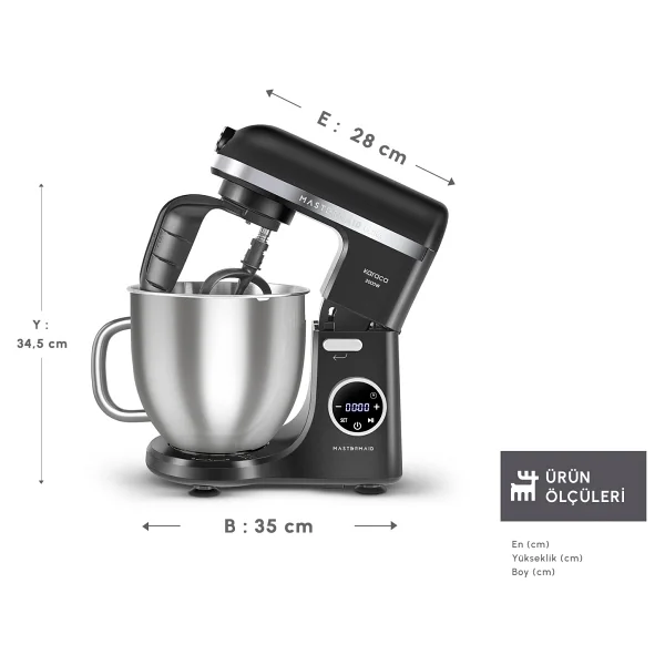 Karaca Mastermaid Chef Ultra D 2000 W Matte Black 7 lt Hamur Yoğurma Makinesi - Görsel 3