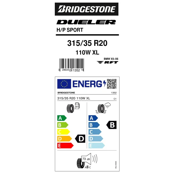 Bridgestone Dueler H/P Sport 315/35 R20 110W XL RFT X Yaz Lastiği - 2024 - Görsel 2