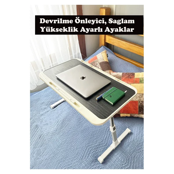Ayarlanabilir Eğimli Laptop Sehpası Eğimli Laptop Masası Yüksekli Ayarlı Katlanabilir Laptop Sehpası Ye - 60x35x38 - Siyah - Görsel 5
