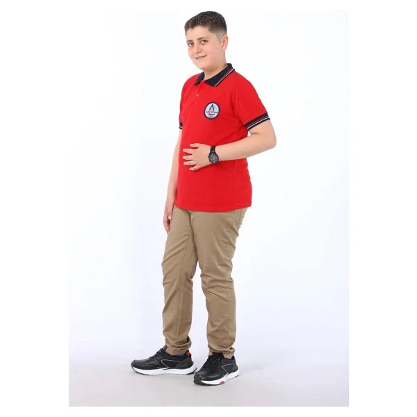 Gümüş Collections Camel Rengi Slim Fit Comfort Keten Okul Pantolonu Beli Lastikli Erkek Çocuk - Görsel 5