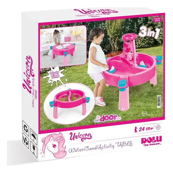 Dolu Unicorn Su ve Kum Aktivite Masası Pembe Renk 2570 Eğlenceli Tasarım ve Kullanım - Görsel 5