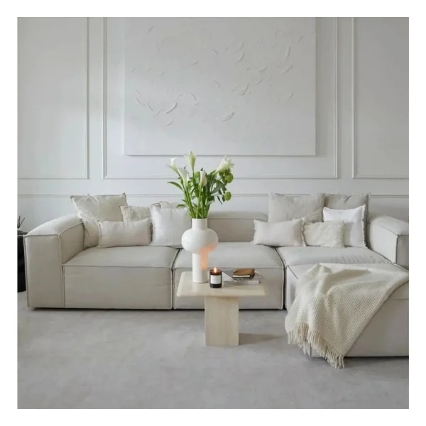 EDSY HOME Mira Relax 4 Modül Köşe Koltuk ( GRİ ) Keten Kumaş - Görsel 10