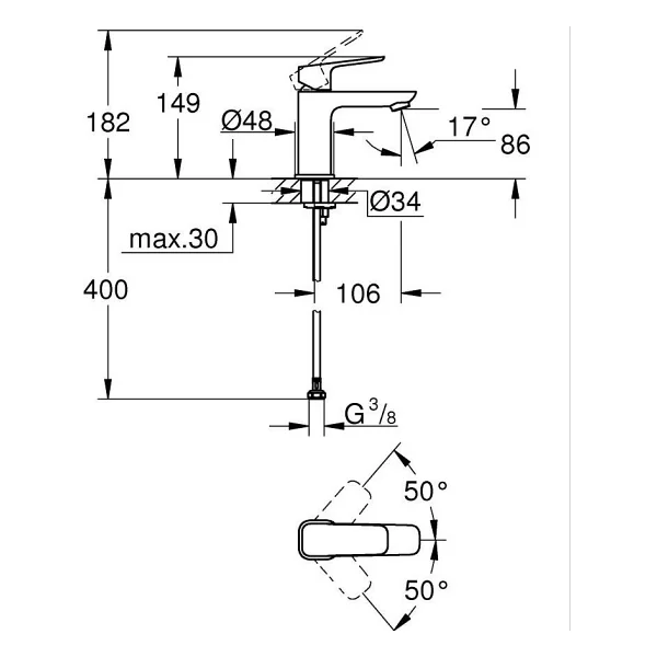 Grohe Cubeo 1016990000 Tek Kumandalı Lavabo Bataryası - Görsel 5