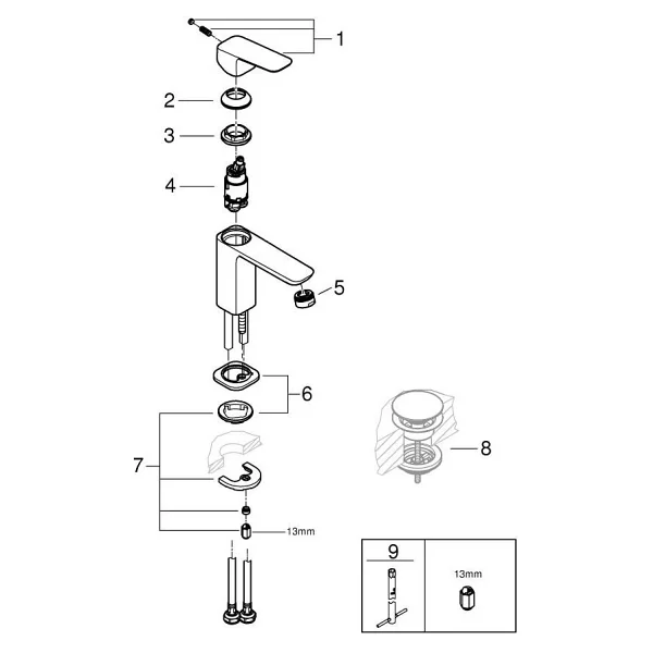 Grohe Cubeo 1016990000 Tek Kumandalı Lavabo Bataryası - Görsel 6