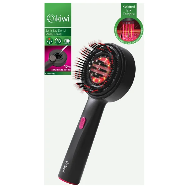 Kiwi KFM-8610 Kızılötesi Işıklı Şarjlı Saç Derisi Masaj Tarağı - Görsel 2