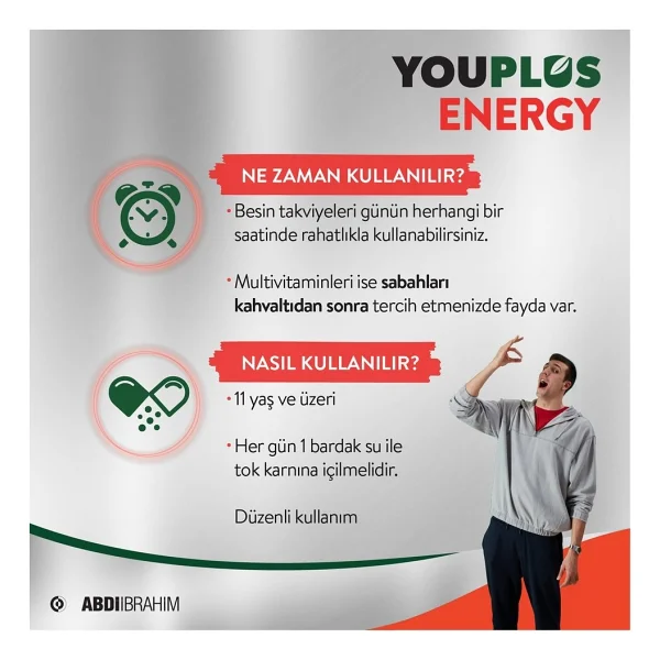 Youplus Energy Vitamin ve Mineral Kompleksi 30 Tablet- 4 Adet - Görsel 4