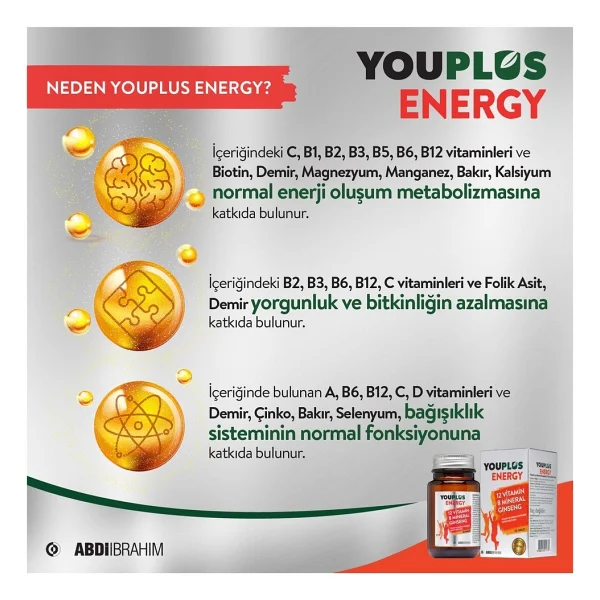 Youplus Energy Vitamin ve Mineral Kompleksi 30 Tablet- 4 Adet - Görsel 5