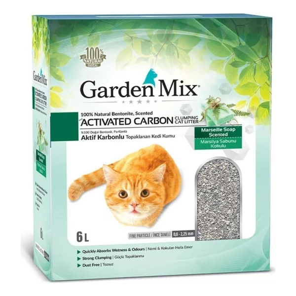 Gardenmix Aktif Karbonlu Marsilya Sabunlu 6 lt İnce Taneli Bentonit Kedi Kumu - Görsel 6