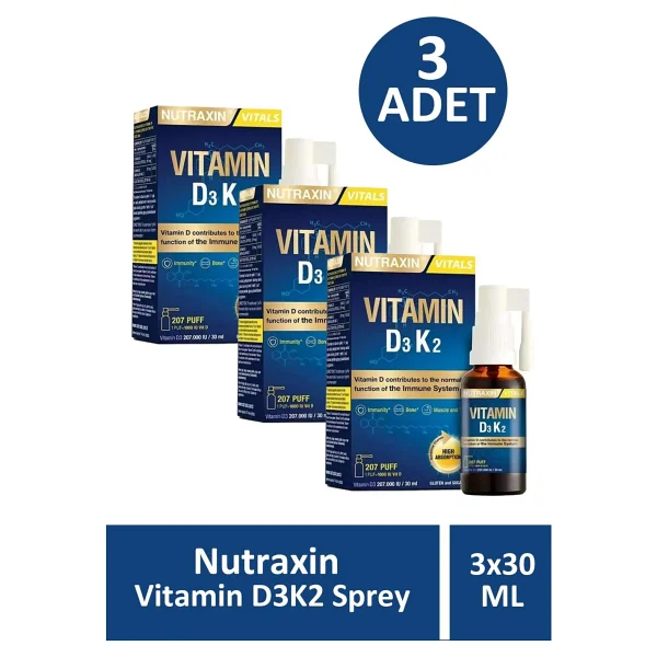 Nutraxin Vitamin D3K2 Sprey 30 ml 3'lü - Görsel 2
