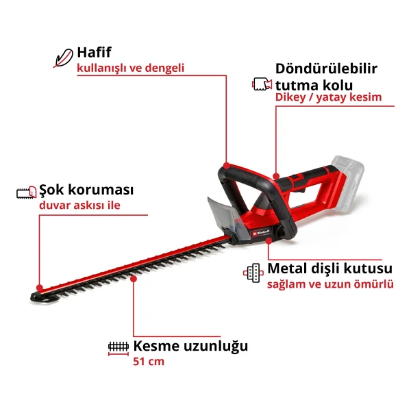 Einhell GC-CH 18/50 Li Aküsüz Çit Budama Makinesi - Görsel 2