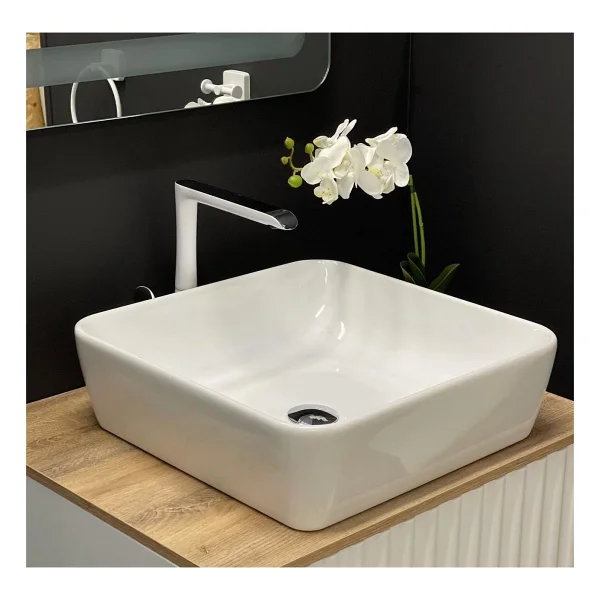 Turkuaz Seramik One 46x46 cm Tezgah Üstü Kare Çanak Lavabo - Görsel 2