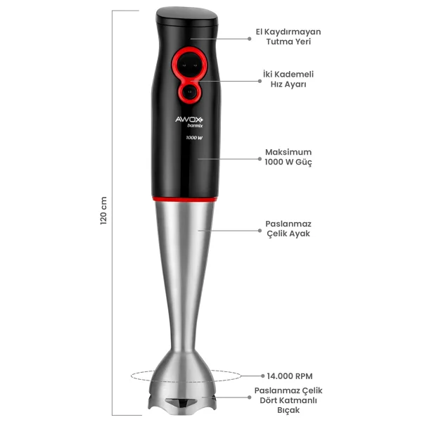 Awox Barmix 3 in 1 1000 W Blender Seti - Görsel 3