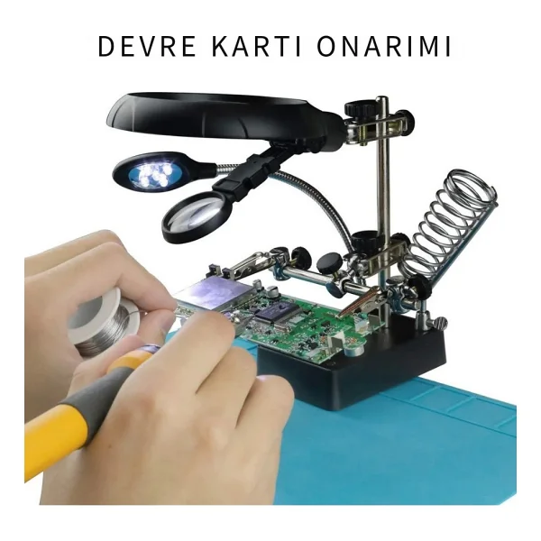 MG16129-B Masaüstü Işıklı Büyüteç Yardımcı El Lehimleme Standı 130mm - Görsel 4